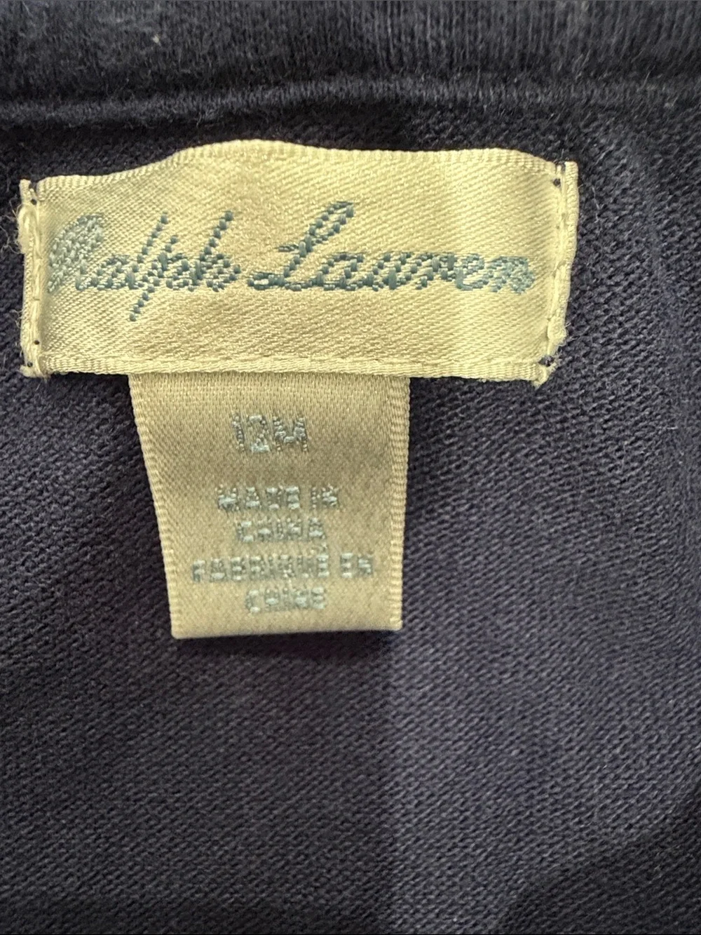 Ralph Lauren Navy Polo Romper with Yellow Bee Embroidery